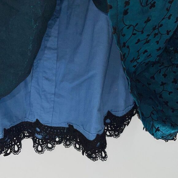 Women's A-Line Skirt Generic Pleated Laced Hemline Hook & Eye Blue Size 2/4 - Picture 4 of 8